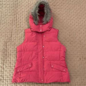 Talbots pink down puffer vest with hood